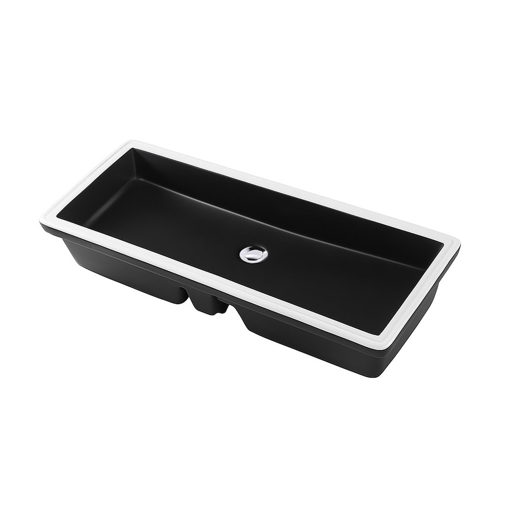 LACAVA White Rectangular Undermount Bathroom Sink with Overflow